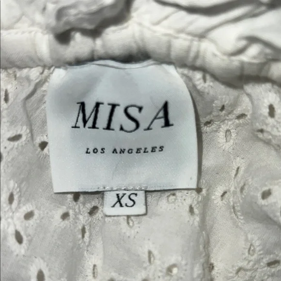 Misa Los Angeles White Ruffled One-Shoulder eyelet Clea tiered midi Sundress - Picture 6 of 6